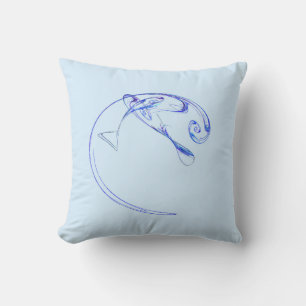 Fraktal - Drei blaue Fische Kissen