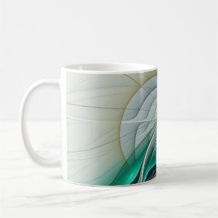 Fraktal Evolution, Golden Türkis Abstrakte Kunst Kaffeetasse