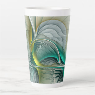 Fraktal Evolution, Golden Türkis Abstrakte Kunst Milchtasse