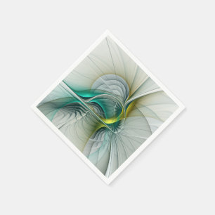 Fraktal Evolution, Golden Türkis Abstrakte Kunst Serviette