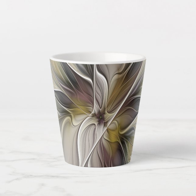 Fraktal, Fantasy-Blume mit Erdfarben Milchtasse (Vorderseite)