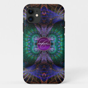 Fraktal Feathers Monogram Individuelle Name Case-Mate iPhone Hülle