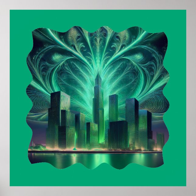 Fraktal-Feuerwerke in der Stadt Poster (Vorne)