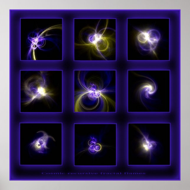 Fraktal Flammen Comp. -Blau Poster (Vorne)