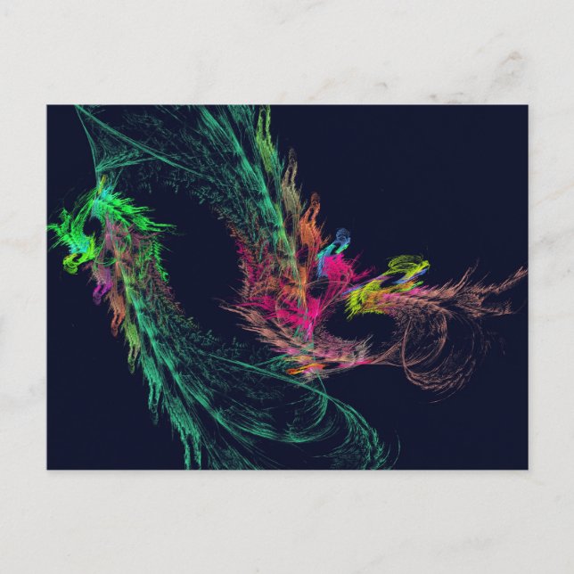 Fraktal - Flügeldrache Postkarte (Vorderseite)
