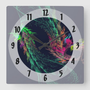 Fraktal - Flügeldrache Quadratische Wanduhr
