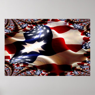Fraktal für amerikanische Flaggen und Flaggen Poster