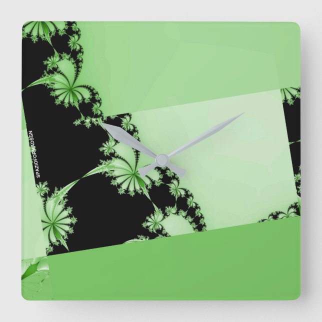 Fraktal Garden Limon Quadratische Wanduhr (Vorderseite)