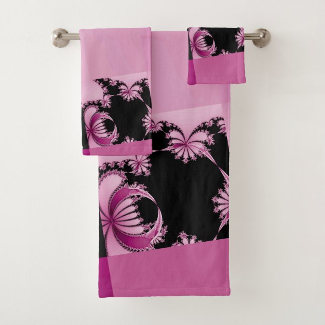 Fraktal Garden rosa Badhandtuch Set (Insitu)