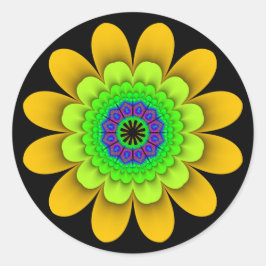 Fraktal Gelbe Blume Power Stickers