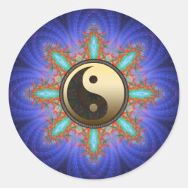 Fraktal Geometric Star Gold Yin Yang Sticker