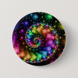 Fraktal-gewundener Regenbogen-Nebelfleck Button