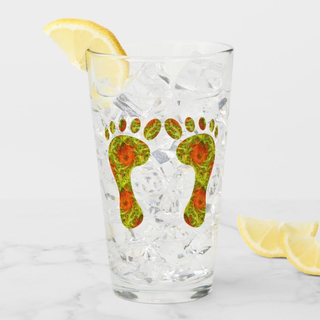 Fraktal Green Palm Leaf Bare Footprint Glas (Vorderseite Ice)