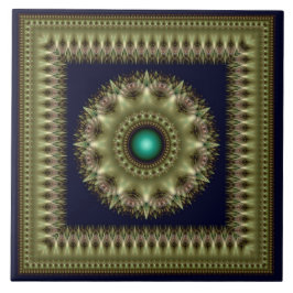 Fraktal grün brillant gerahmt Mandala Fliese