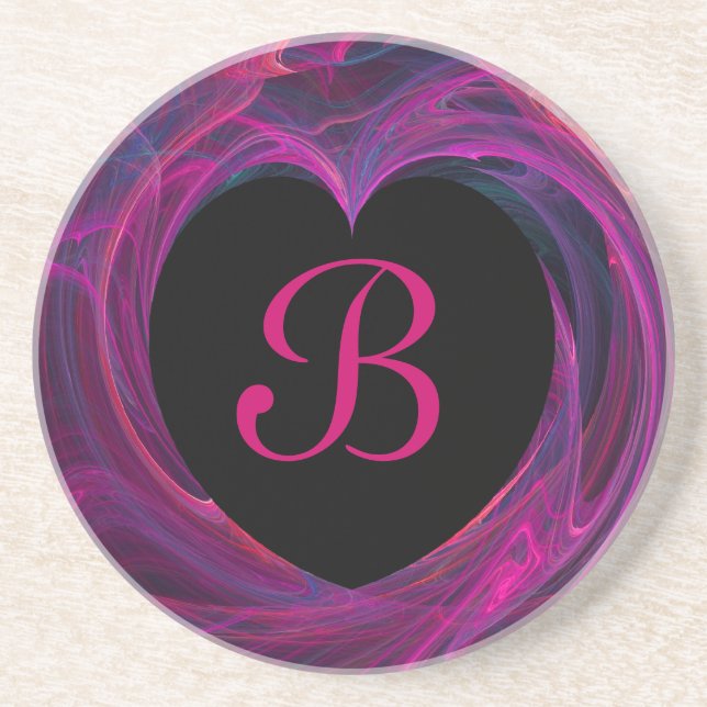 Fraktal Heart Series-3 - Blk & Pink Untersetzer (Vorne)