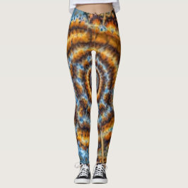 Fraktal in Blau und Gold wirbelnde Leggings