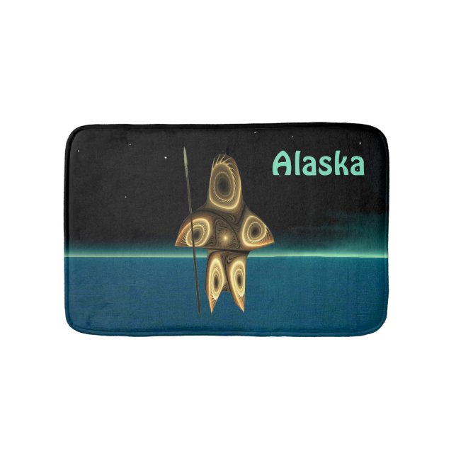 Fraktal Inuit Hunter - Alaska Badematte (Vorderseite)