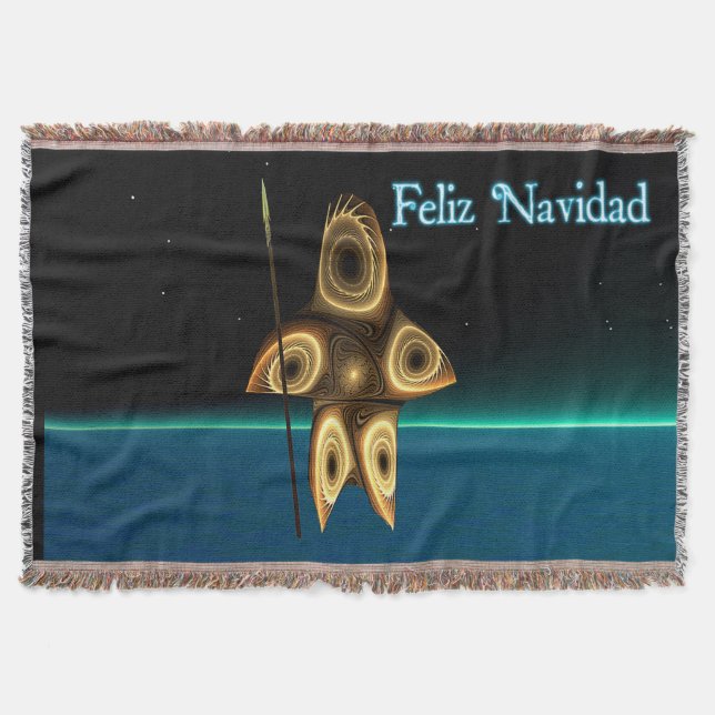 Fraktal Inuit Hunter - Feliz Navidad Decke (Vorderseite)