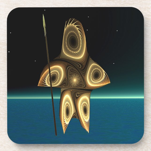 Fraktal Inuit Hunter Getränkeuntersetzer (Vorderseite)