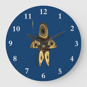 Fraktal Inuit Hunter Große Wanduhr