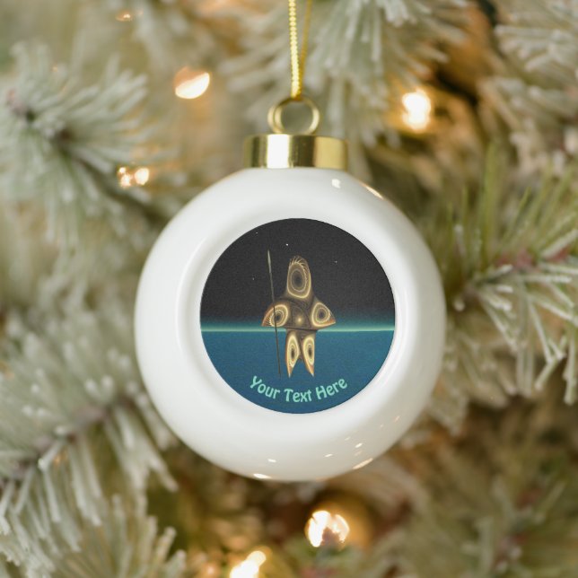 Fraktal Inuit Hunter Keramik Kugel-Ornament (Baum)