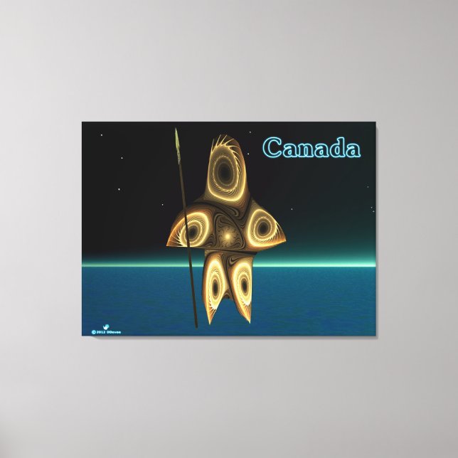 Fraktal Inuit Hunter Leinwanddruck (Vorderseite)