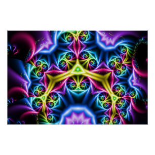 Fraktal Kaleidoskop Kunst Psychedelische Neon Mand Poster