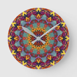 Fraktal-Kaleidoskop-Mandala-Muster-64351 Runde Wanduhr