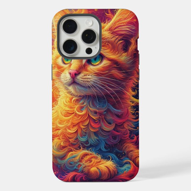 Fraktal-Kätzchen iPhone 15 Pro Max Hülle (Rückseite)