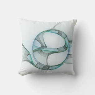 Fraktal-Kunst Blau Türkis Grau Abstrakte Eleganz Kissen