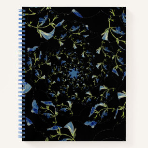 Fraktal-Kunst in Blau und Schwarz Notizbuch