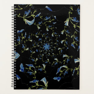 Fraktal-Kunst in Blau und Schwarz Planer