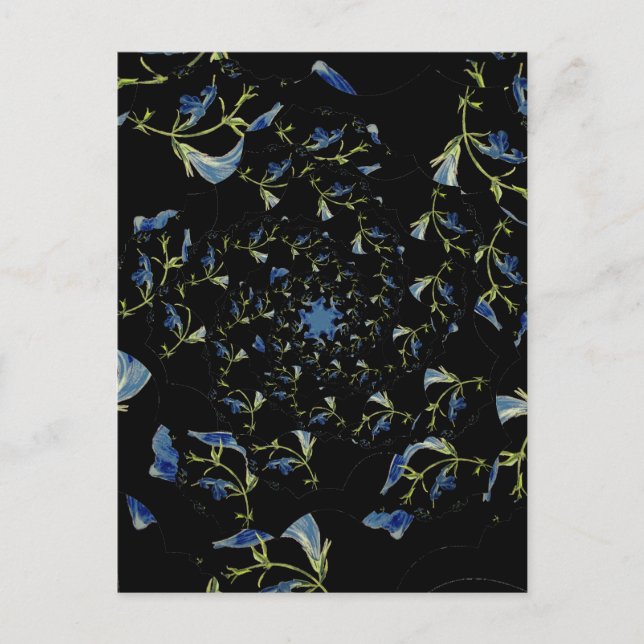 Fraktal-Kunst in Blau und Schwarz Postkarte (Vorderseite)