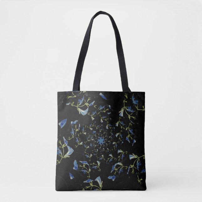 Fraktal-Kunst in Blau und Schwarz Tasche (Vorderseite)