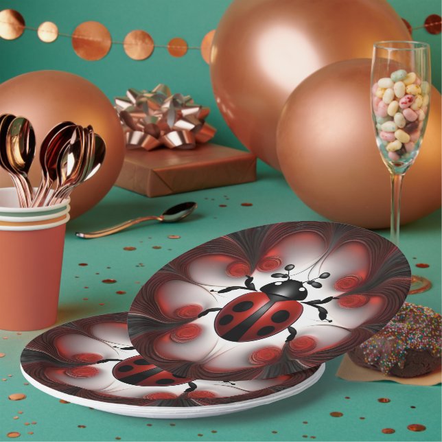 Fraktal Ladybug Art Design, Pappteller (Multi)