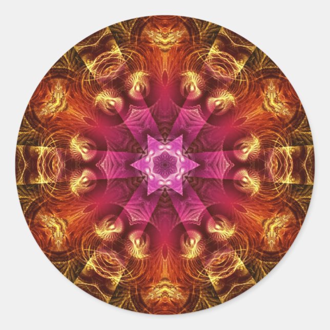 Fraktal Light Golden Sternexplosion Sticker (Vorderseite)