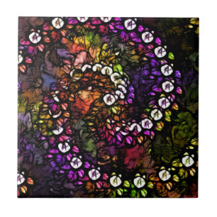 Fraktal lila Psychedelic Rainbow Spiral Trippy Fliese