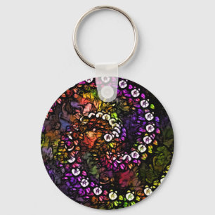 Fraktal lila Psychedelic Rainbow Spiral Trippy Schlüsselanhänger