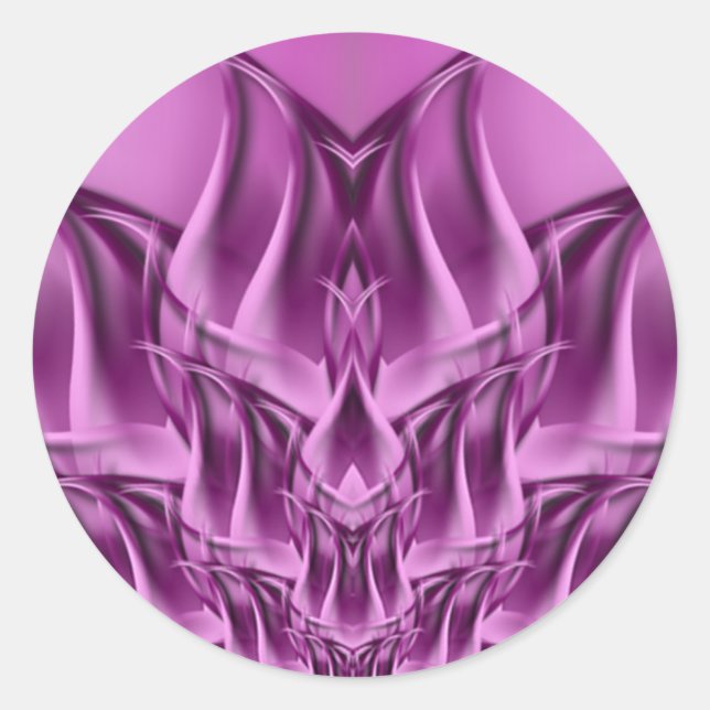 Fraktal Lotus Blume Abstrakt Runder Aufkleber (Vorderseite)
