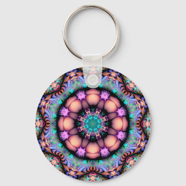 Fraktal Mandala floral Psychedelic Art Schlüsselanhänger (Vorderseite)