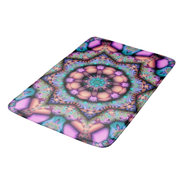 Fraktal Mandala Floral Psychedelic Badematte (Schrägansicht)