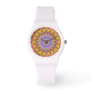 Fraktal Mandala Floral Psychedelic Retro Trippy Armbanduhr