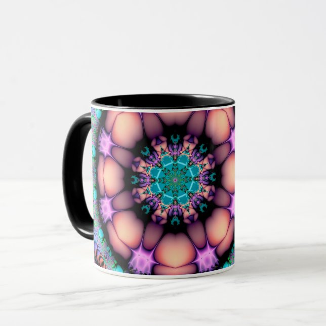 Fraktal Mandala Floral Psychedelic Tasse (Vorderseite Links)