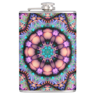 Fraktal Mandala Floral Psychedelisch Flachmann