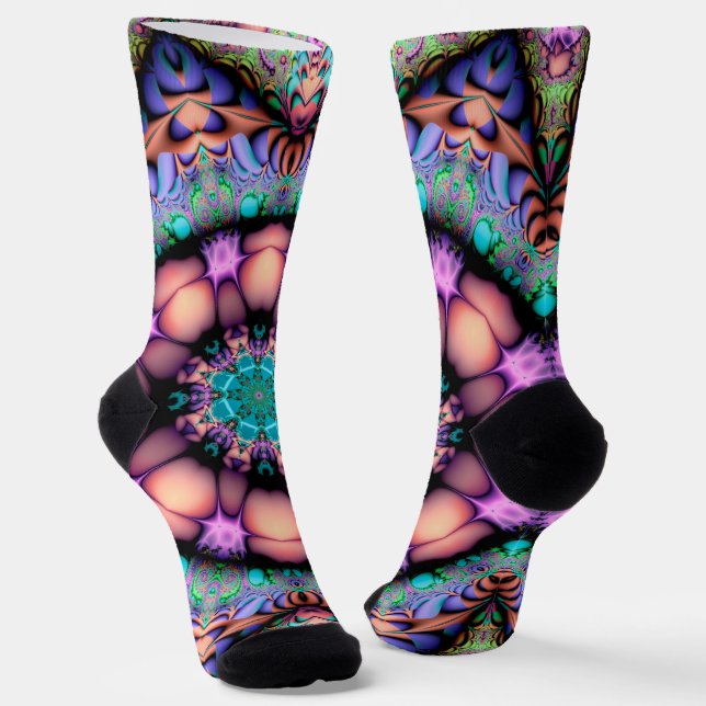 Fraktal Mandala Floral Psychedelisch Socken (Gewinkelt)