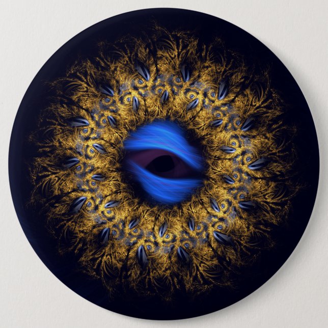 Fraktal-Mandala-Königsauge Button (Vorderseite)
