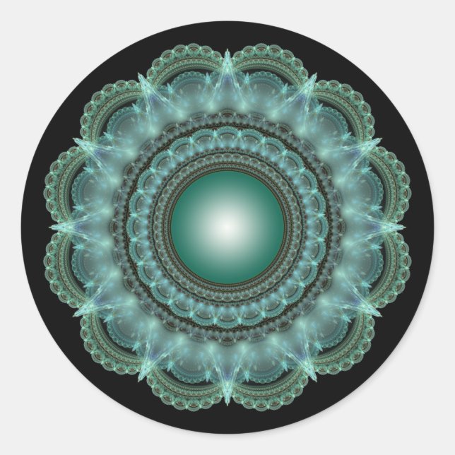 Fraktal-Mandala Runder Aufkleber (Vorderseite)