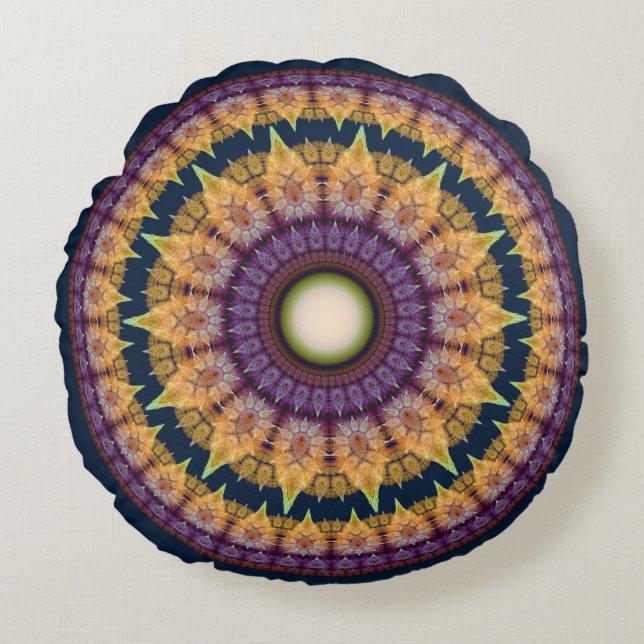 Fraktal-Mandala Rundes Kissen (Vorderseite)