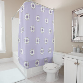 Fraktal mit Blumenmuster Art Lila Gold Lavendel Duschvorhang