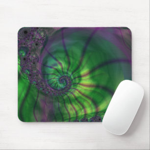 Fraktal mit Grün und Lila Spiralen Mousepad